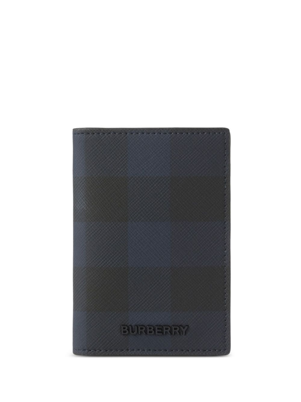 check-pattern leather card holder - 1