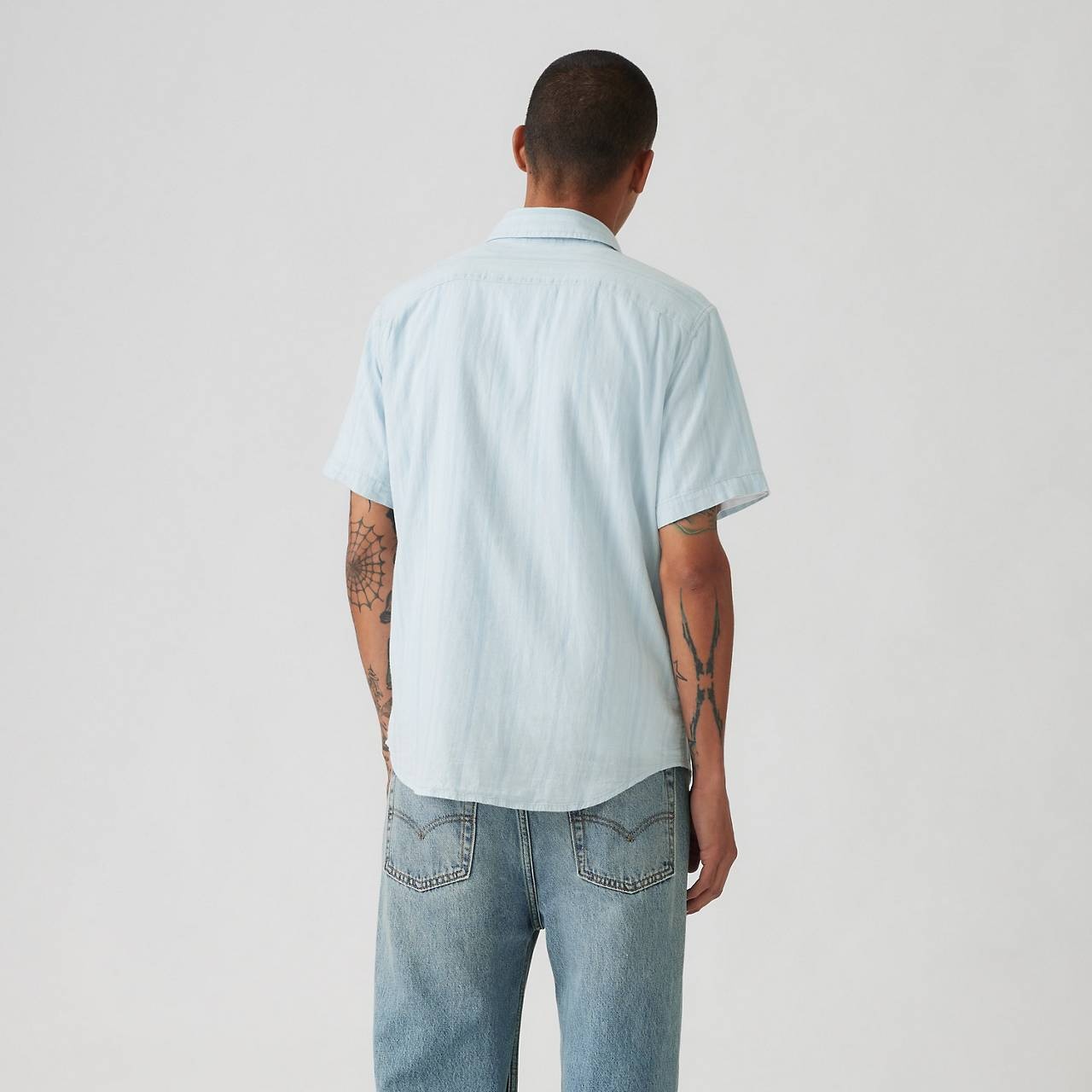 SHORT SLEEVE SUNSET COTTON LINEN ONE POCKET SHIRT - 4