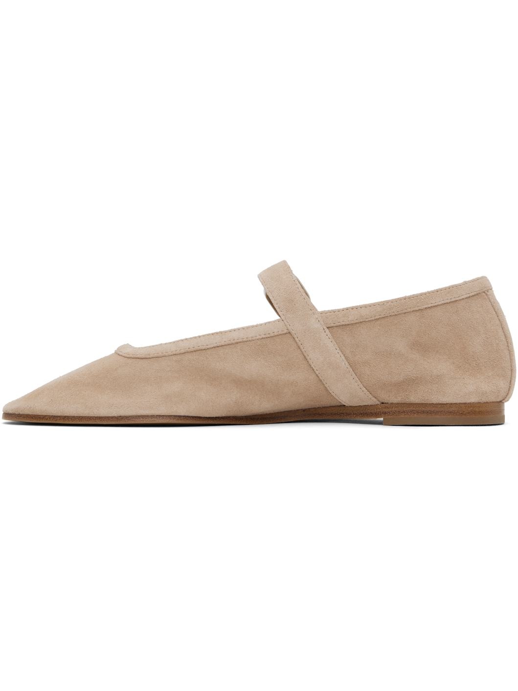 Beige Mary Jane Ballerina Flats - 3