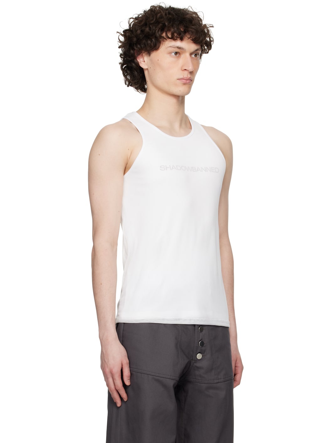 White 'Shadowbanned' Vest Tank Top - 2
