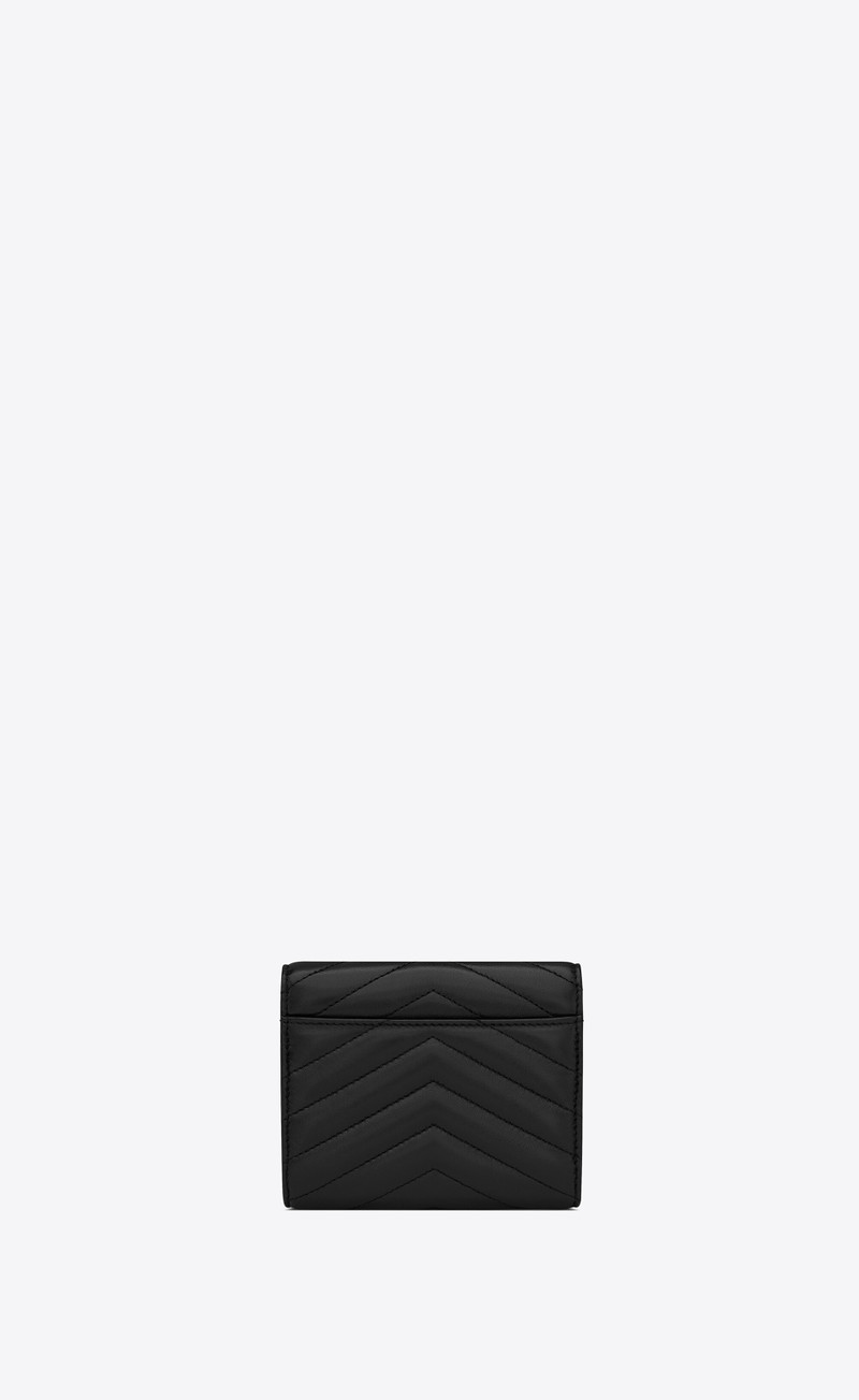 SAINT LAURENT cassandre matelassé compact tri fold wallet in quilted lambskin outlook