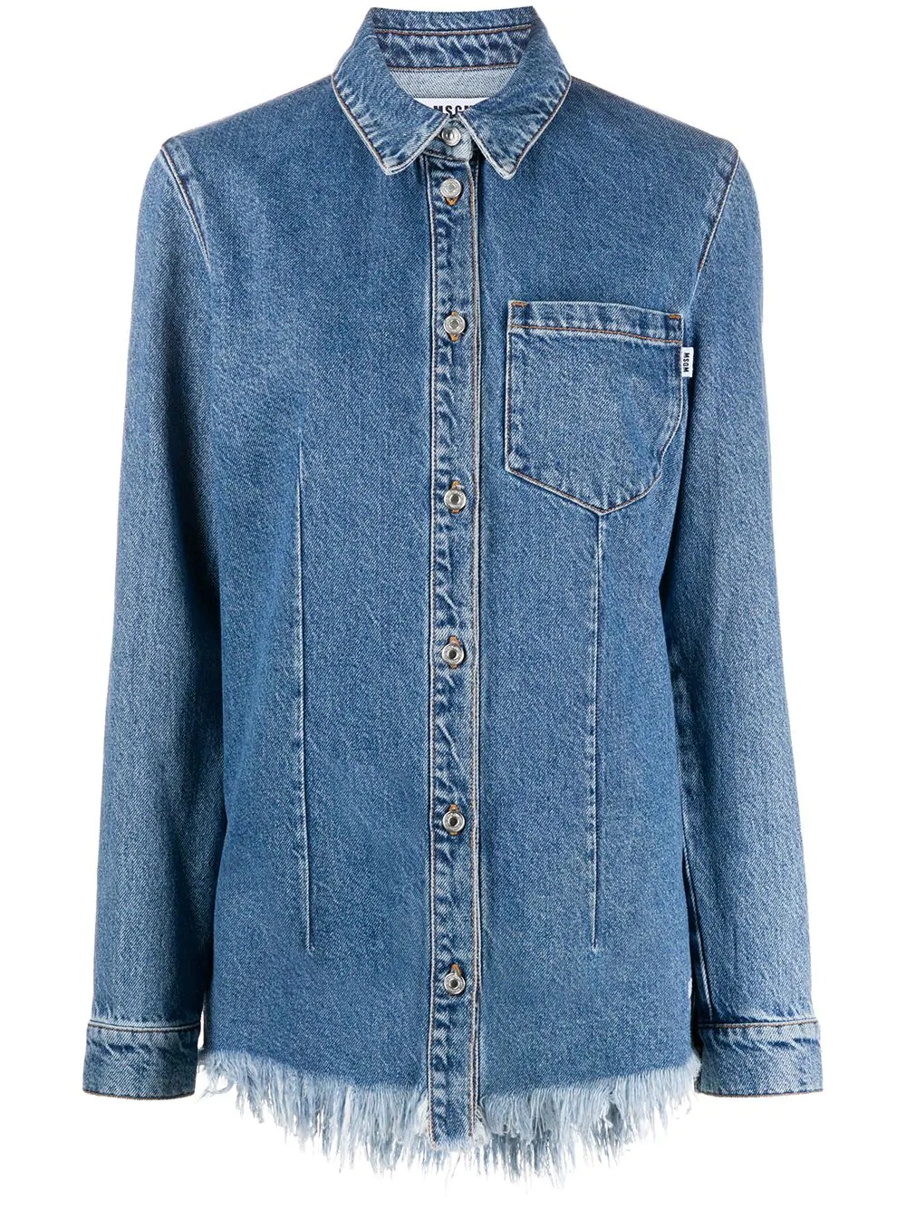 frayed edge denim shirt - 1