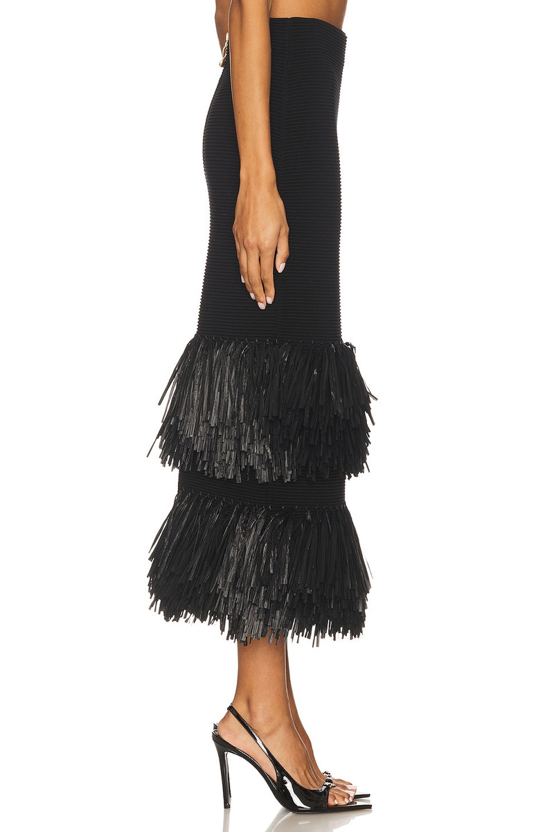 Aje. Agave Knit Raffia Midi Skirt outlook