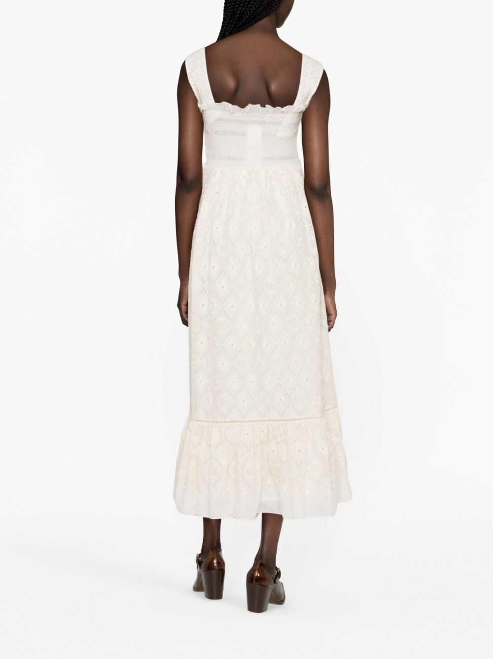 broderie anglaise cotton midi dress - 3