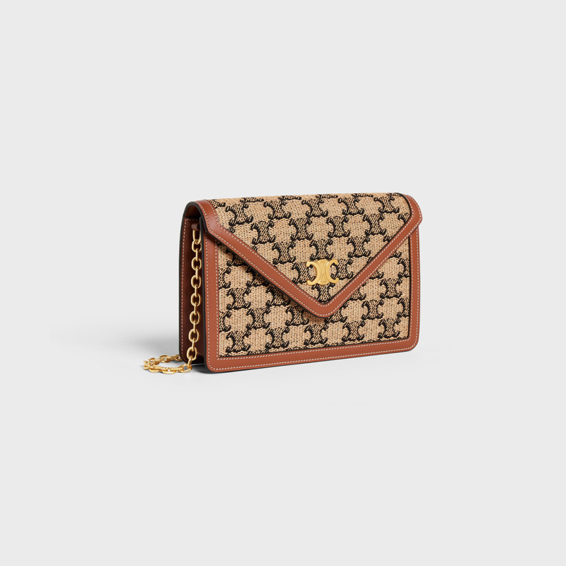 CELINE WALLET ON CHAIN in TEXTILE WITH TRIOMPHE AND CALFSKIN outlook