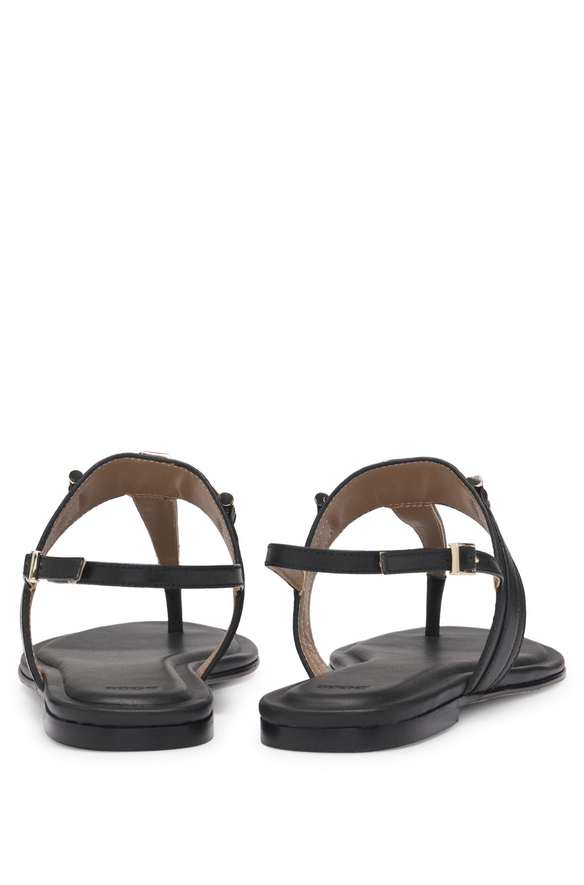 LEATHER SANDALS WITH METALLIC DOUBLE B MONOGRAM - 6