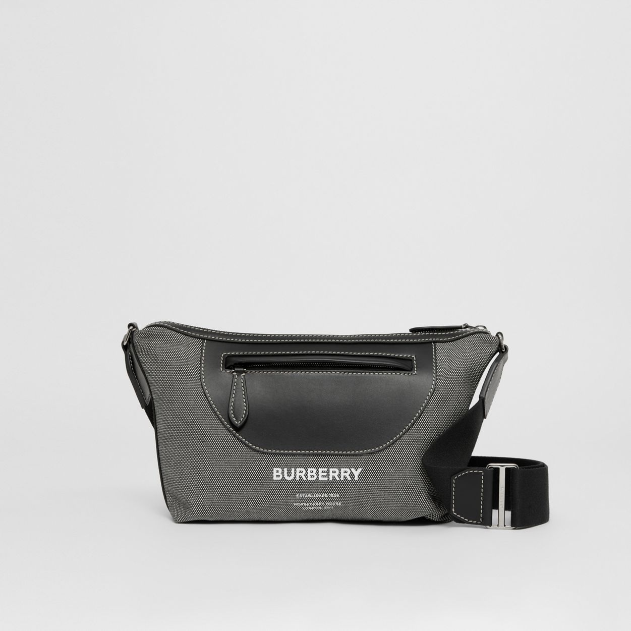 Horseferry Print Canvas and Leather Crossbody Bag - 1