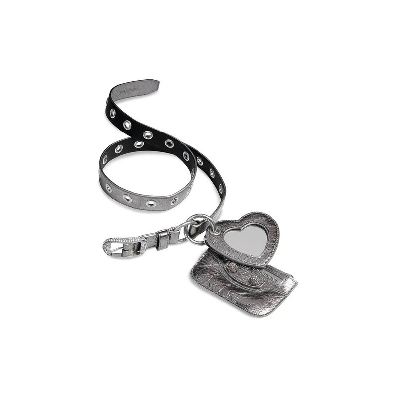 BALENCIAGA Women's Le Cagole Charms Belt Metallized With Rhinestones in Silver outlook