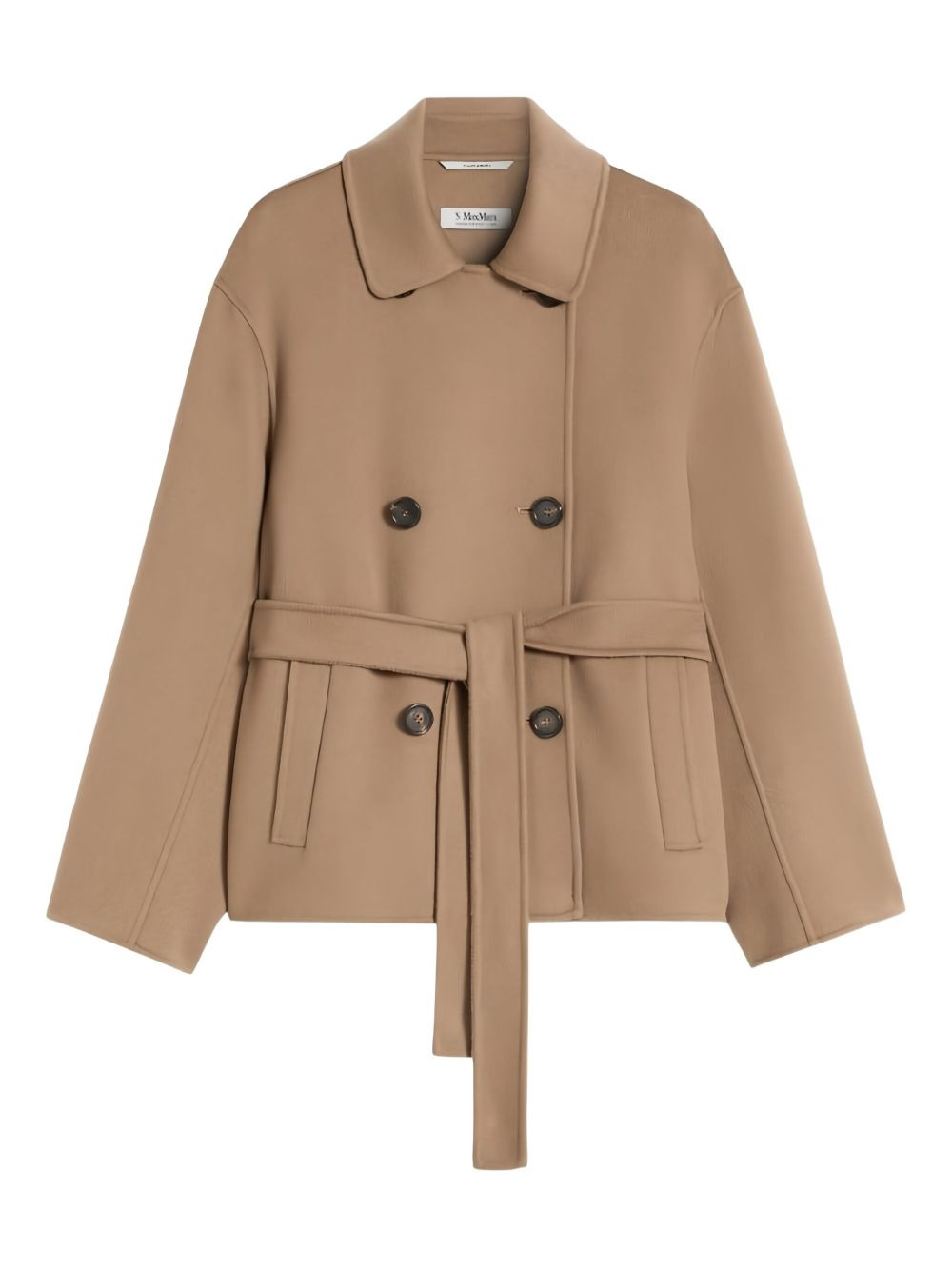 belted double-breasted coat - 1