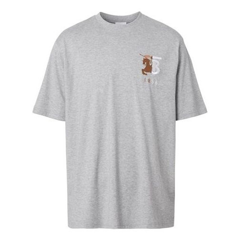 Burberry MENS Puzzle Embroidery Logo Short Sleeve Grey 80256501 1