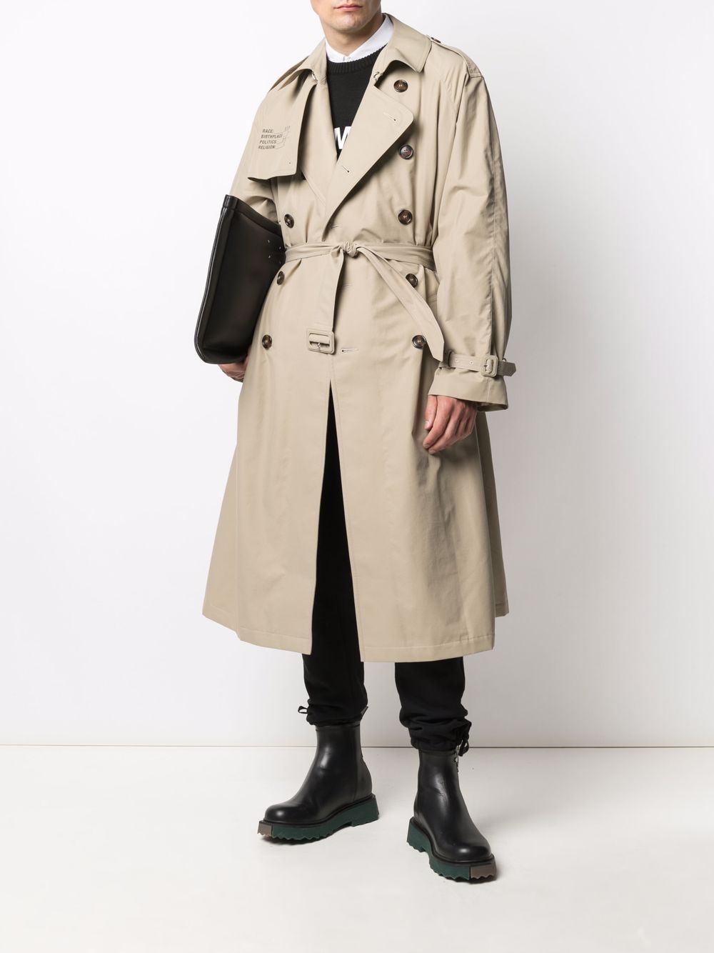 double-breasted belted trench coat - 2