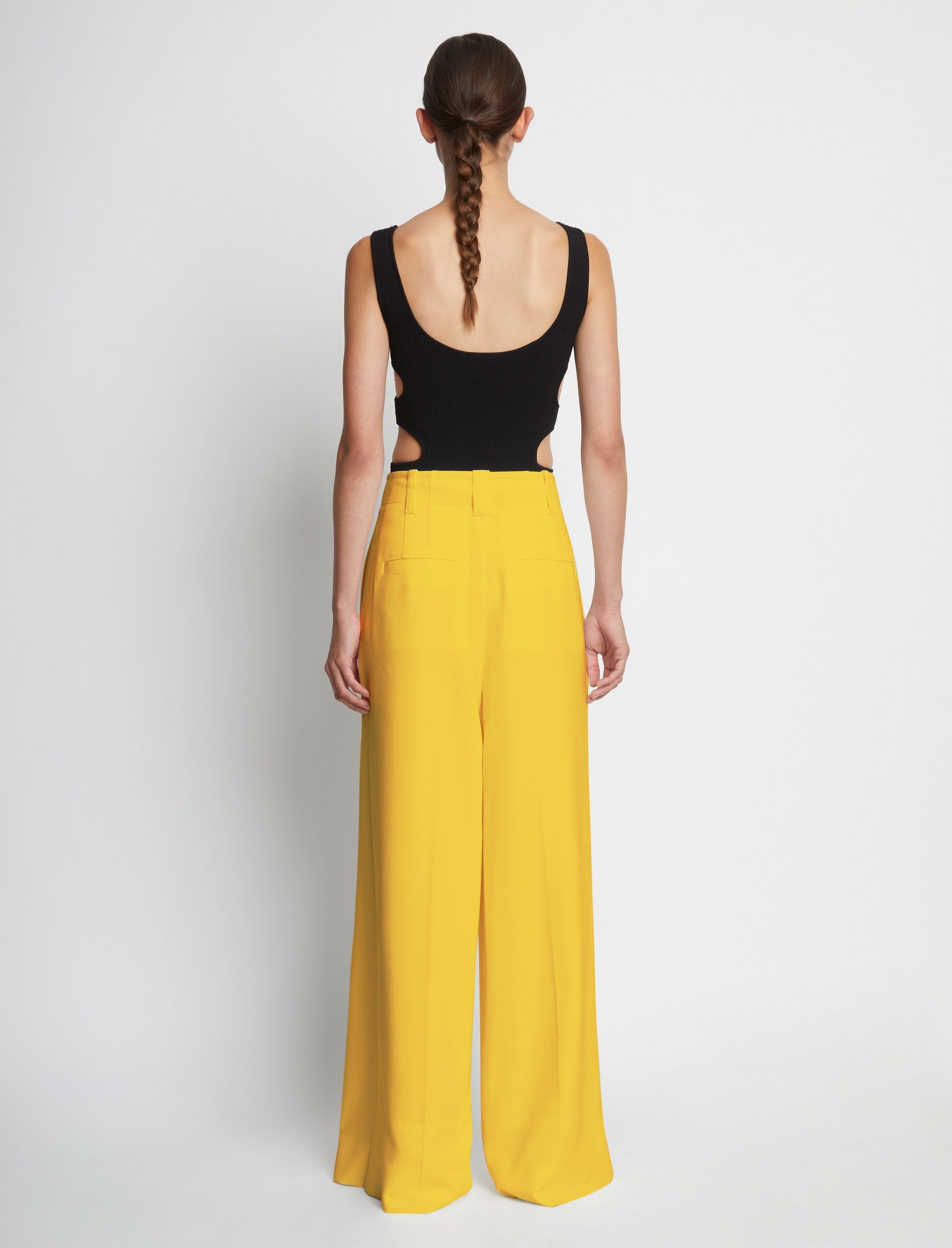 Matte Viscose Crepe Wide Leg Pants - 4