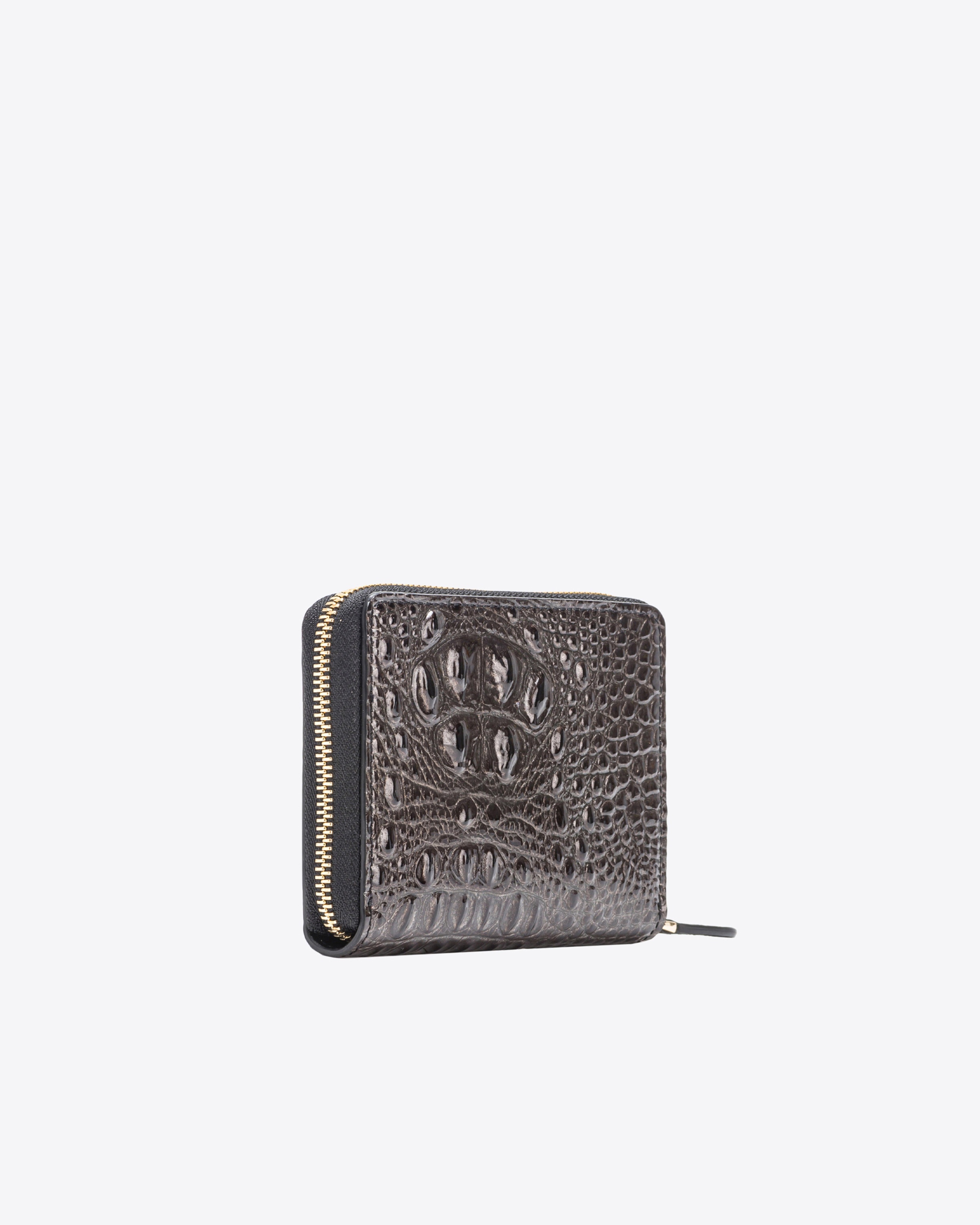 PINKO GALLERIA SQUARE LEATHER WALLET IN SHINY CROC-PRINT LEATHER - 2