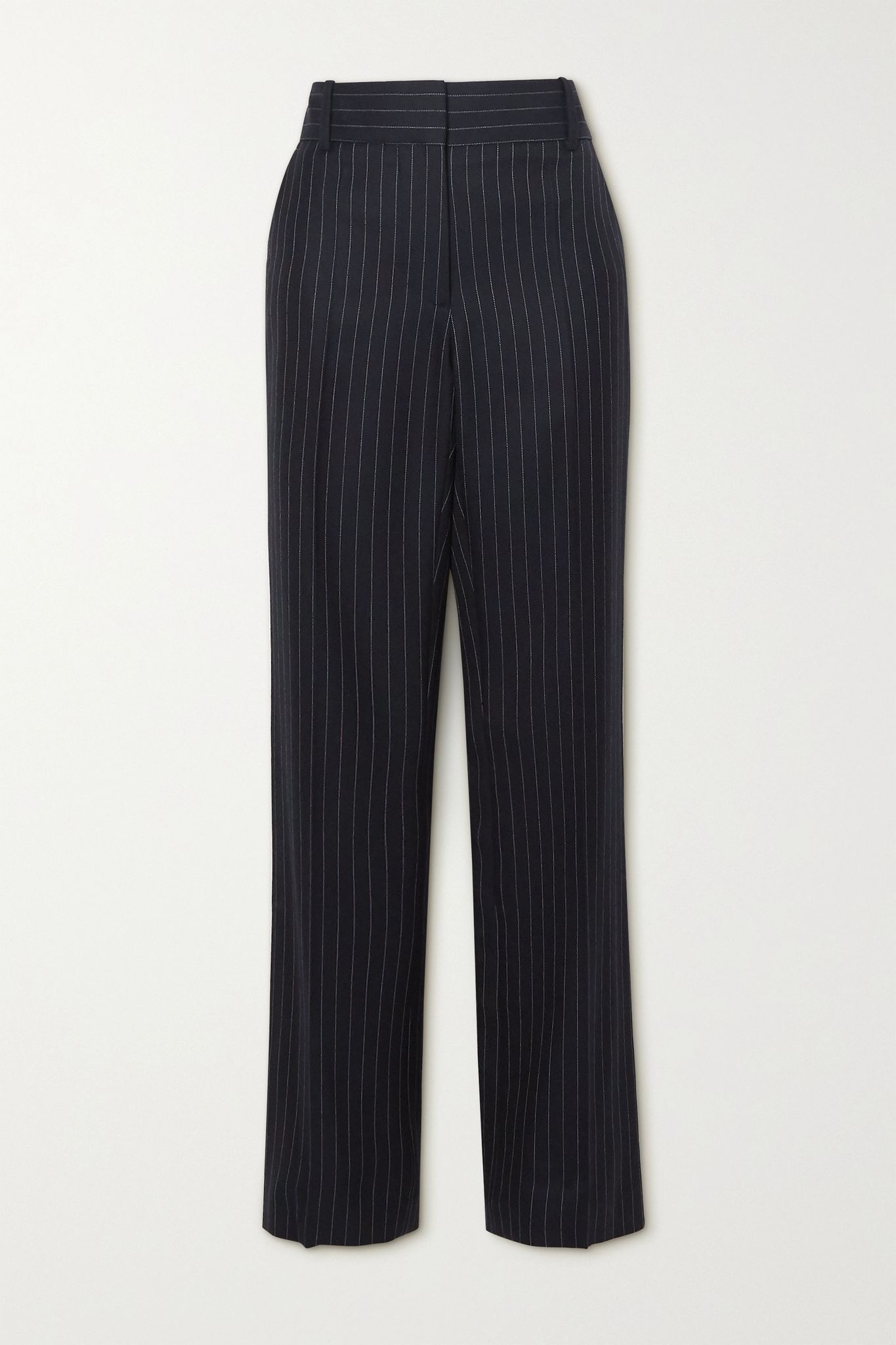 Pinstriped wool-twill straight-leg pants - 1