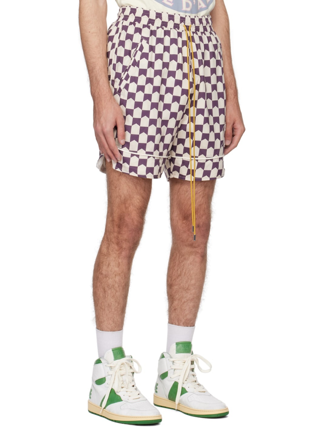 Off-White & Purple Check Shorts - 2