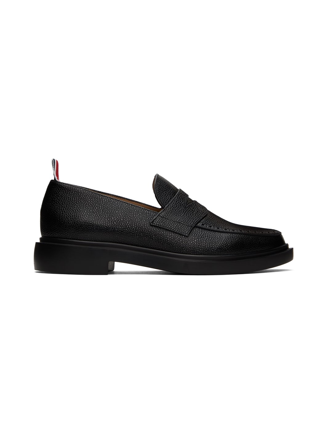 Black Pebble Grain Loafers - 1