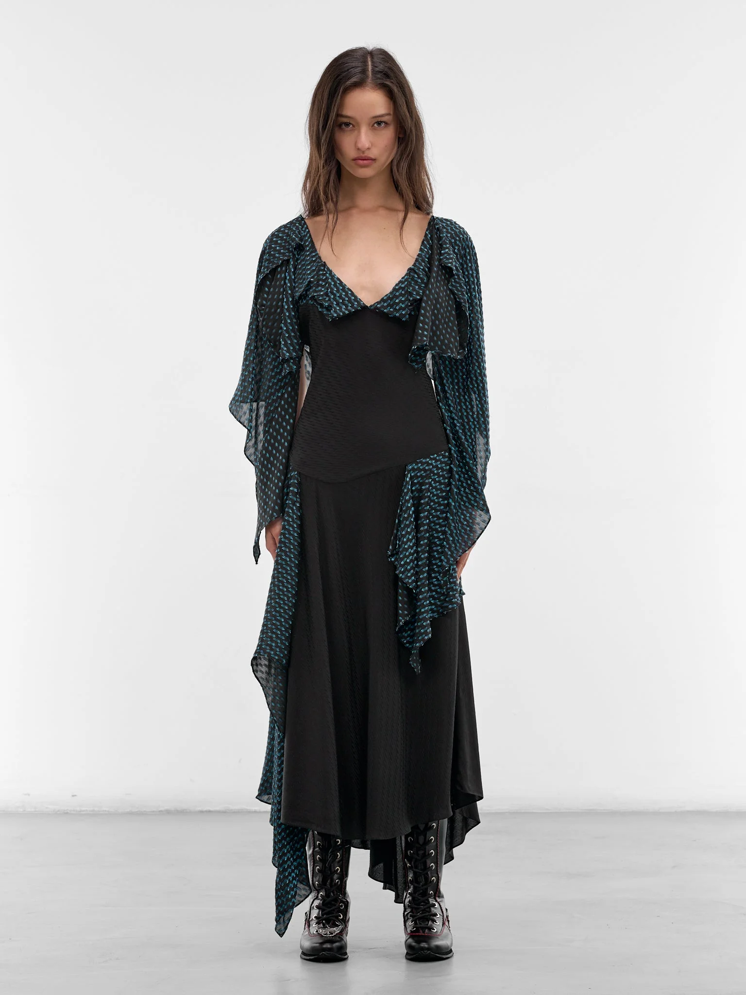 Black Deconstructed Draping Plexus Dress - 1