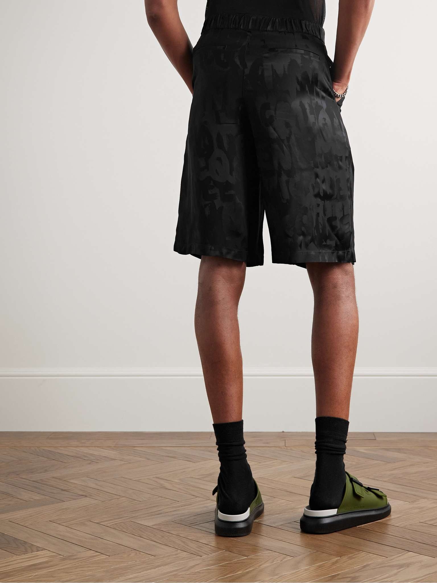 Straight-Leg Logo-Jacquard Satin Shorts - 3