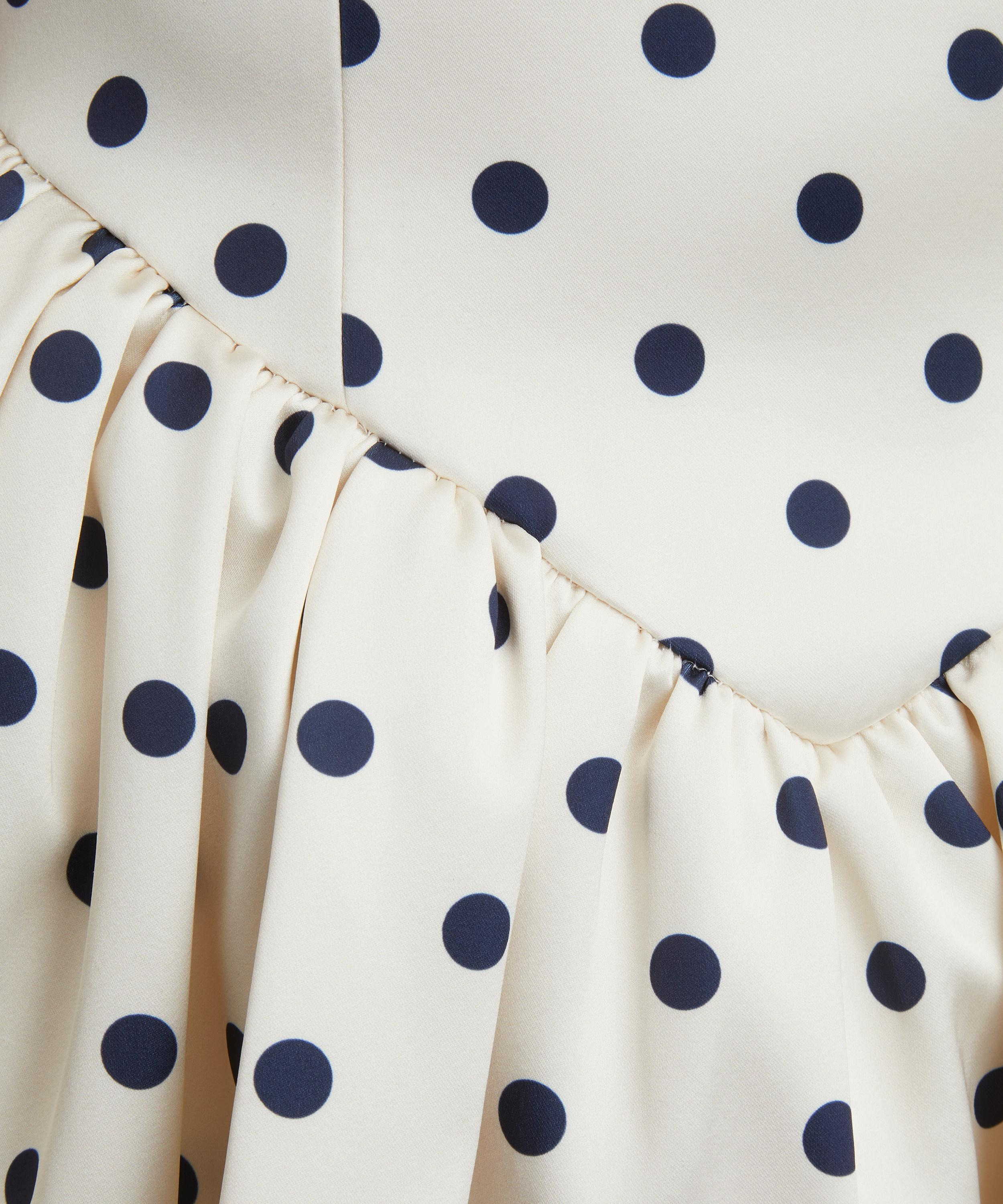 Cream Polka Dot Satin Mini Dress - 5