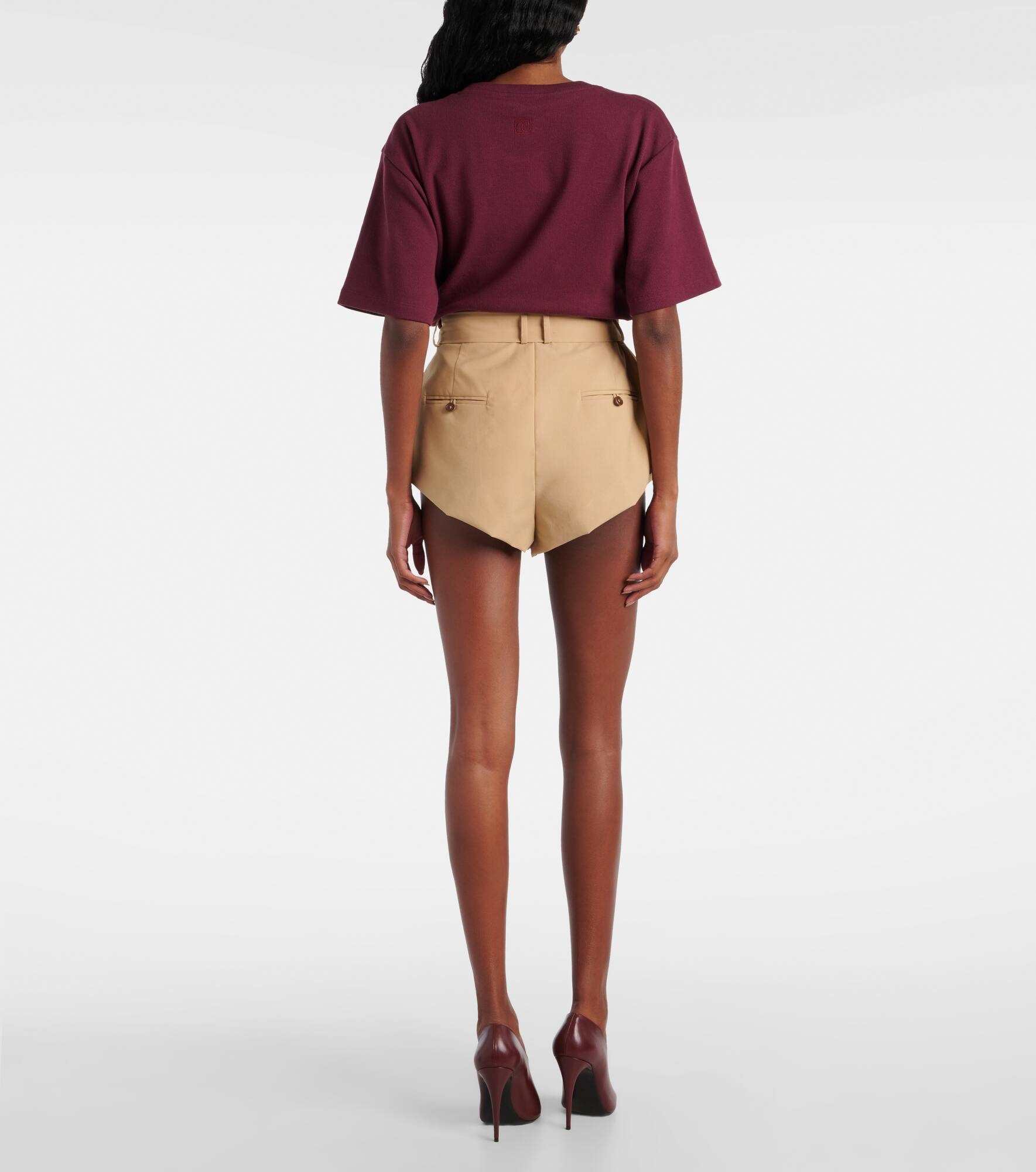 High-rise cotton-blend shorts - 3