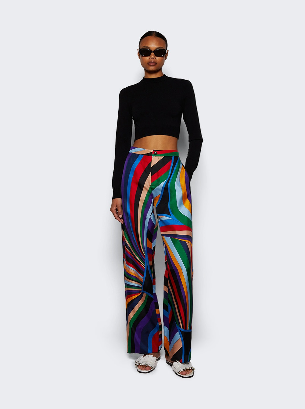 Iride-print Silk Twill Trousers Multicolor - 2