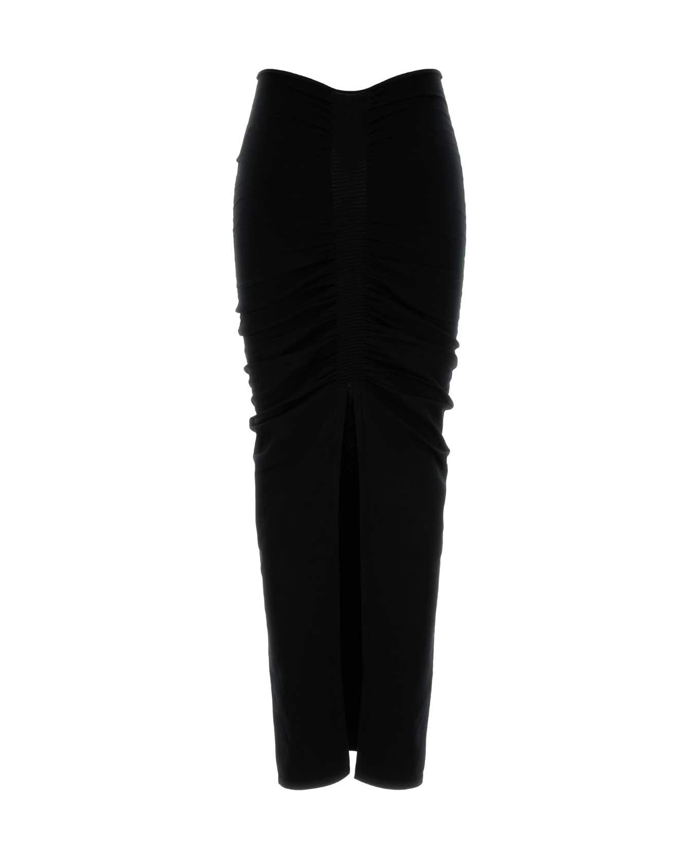 Black Stretch Cupro Blend Skirt - 2
