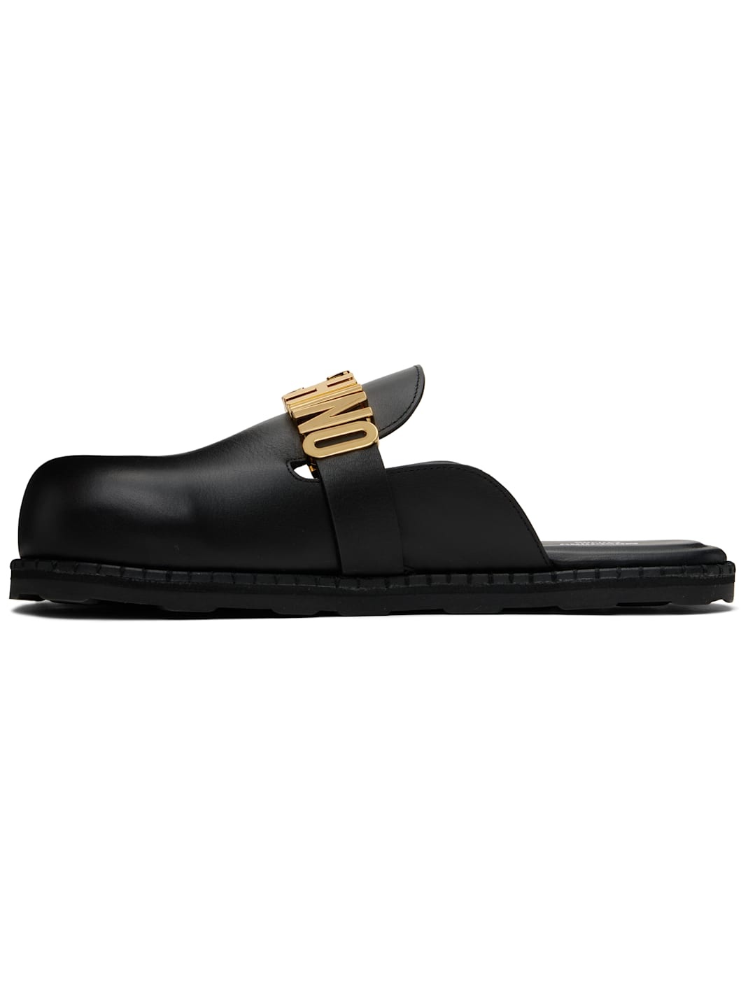 Black Leather Mule Loafers - 3