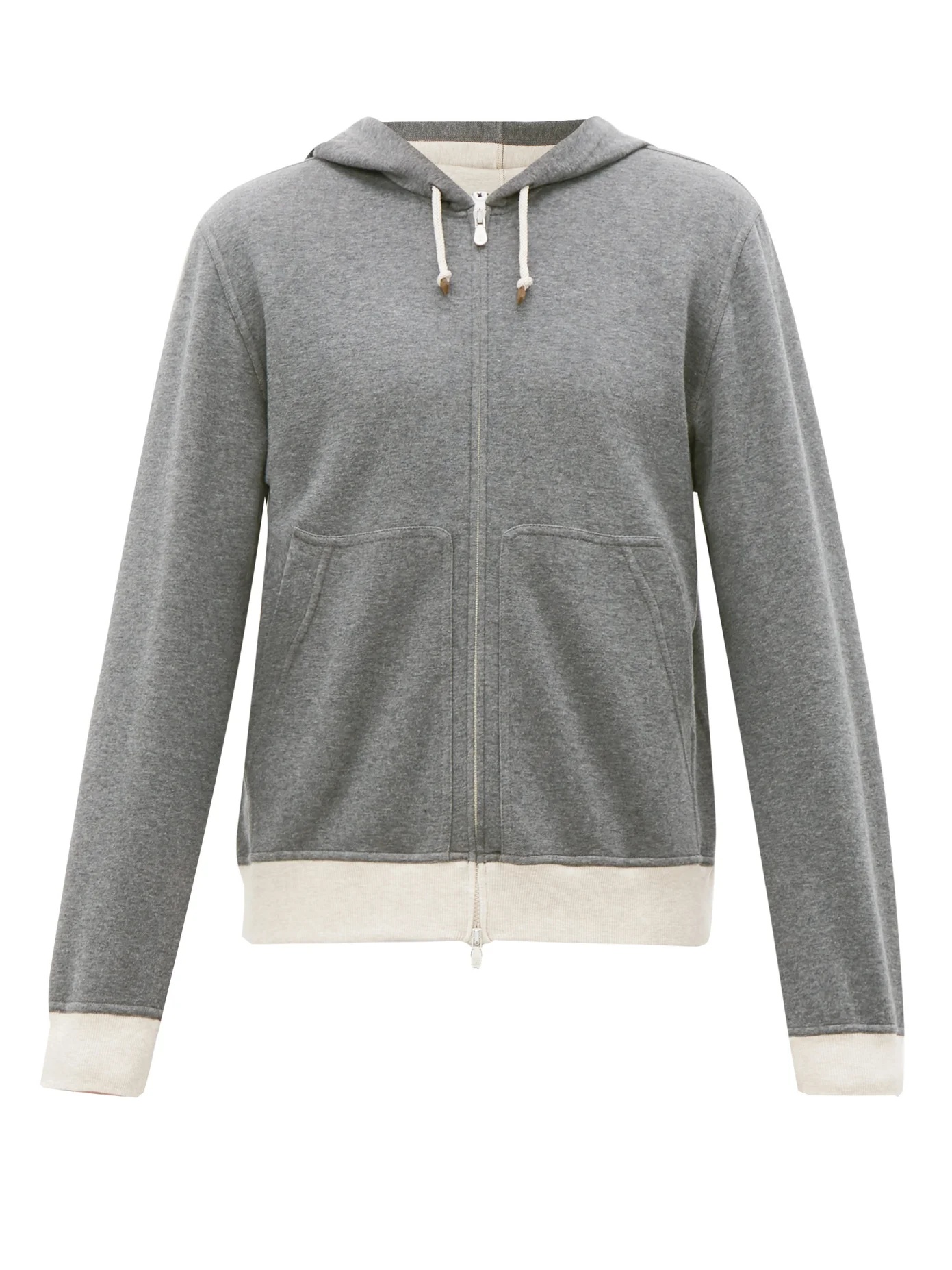 Zip-through cotton-blend hooded sweatshirt - 1