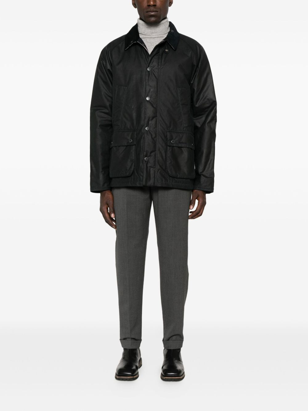 corduroy-collar flap-pocket jacket - 2