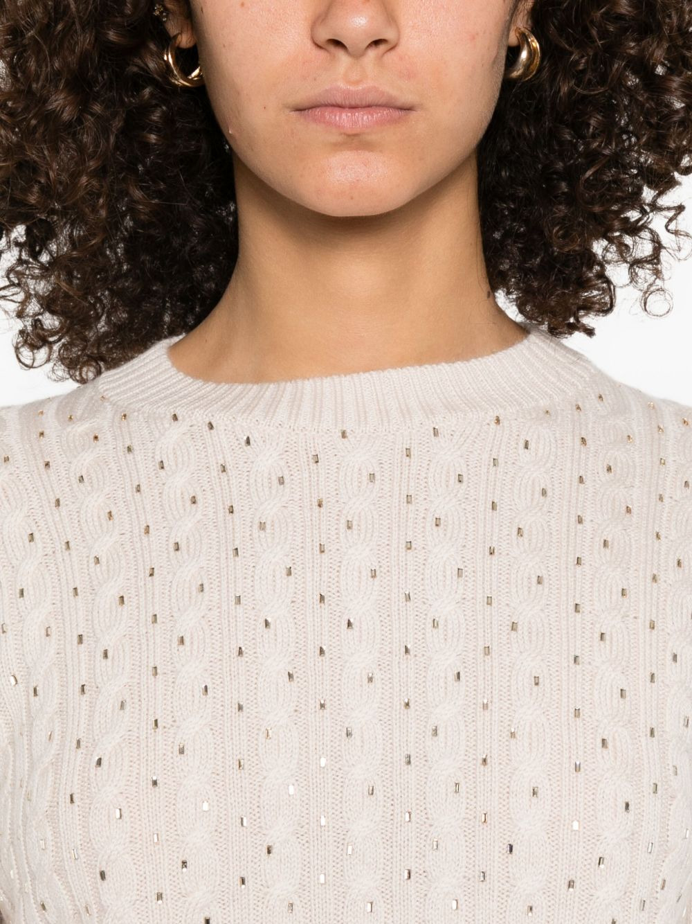 embellished cable-knit sweater - 5