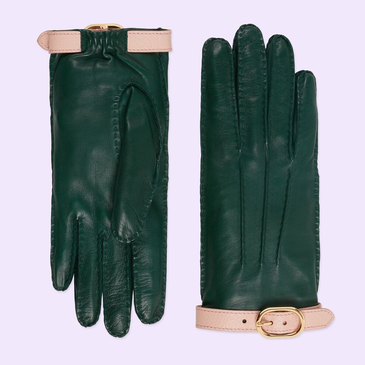 Leather gloves with buckle - 1