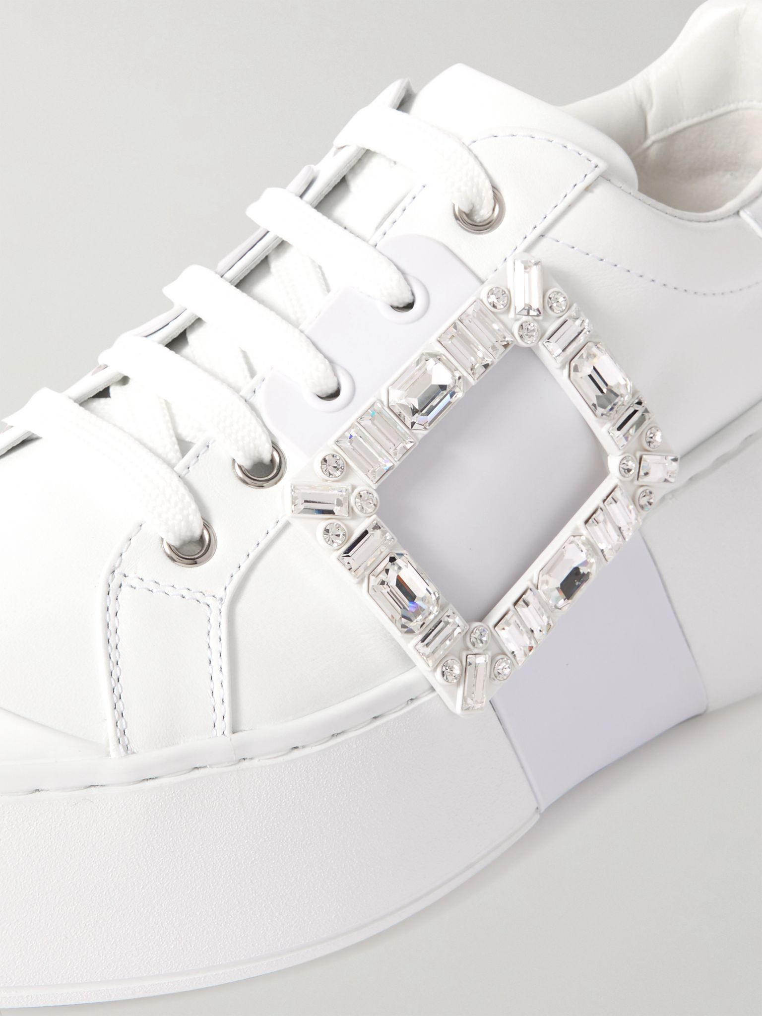 Viv Skate High crystal-embellished rubber-trimmed leather sneakers White - 4