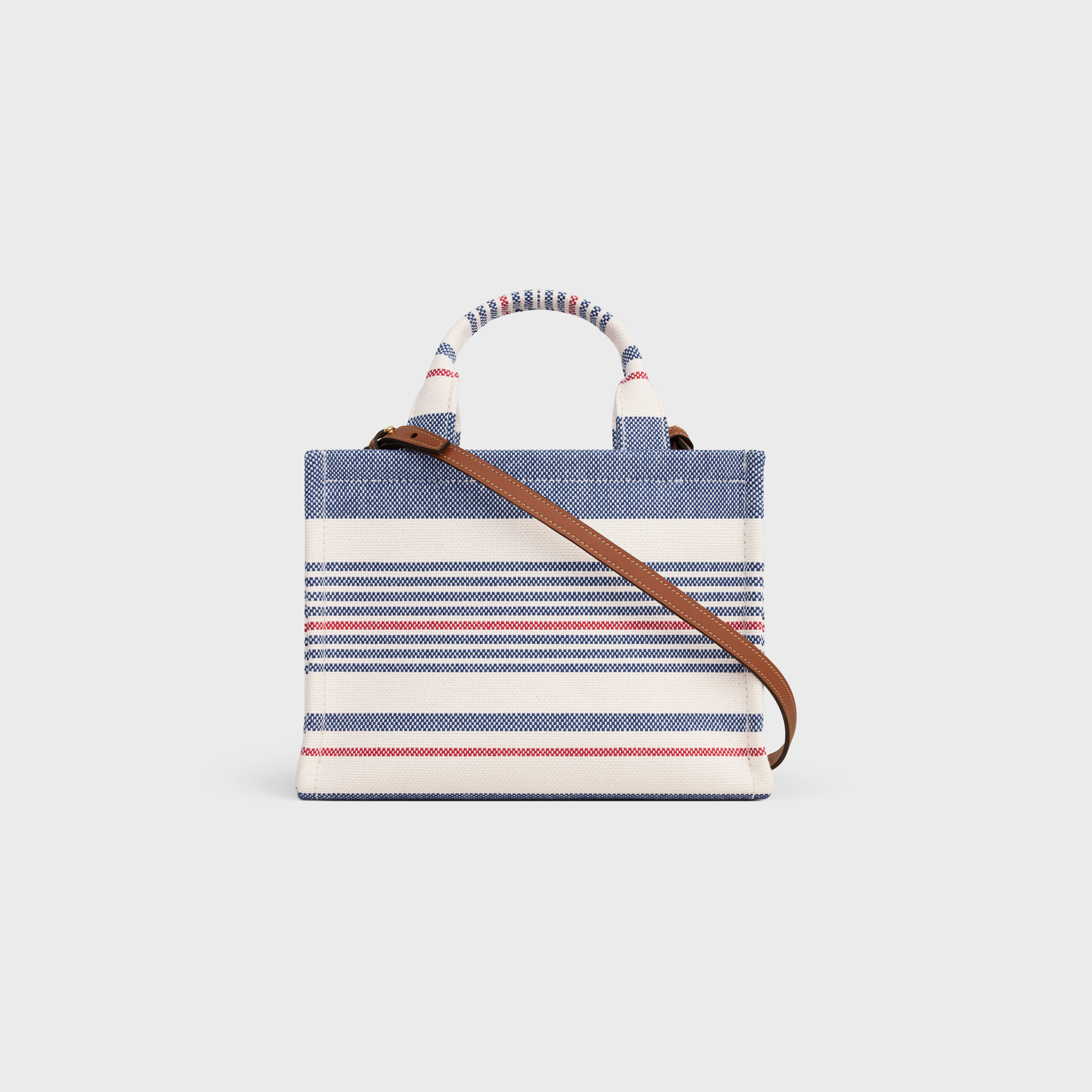 small cabas thais in STRIPED TEXTILE AND CALFSKIN - 3