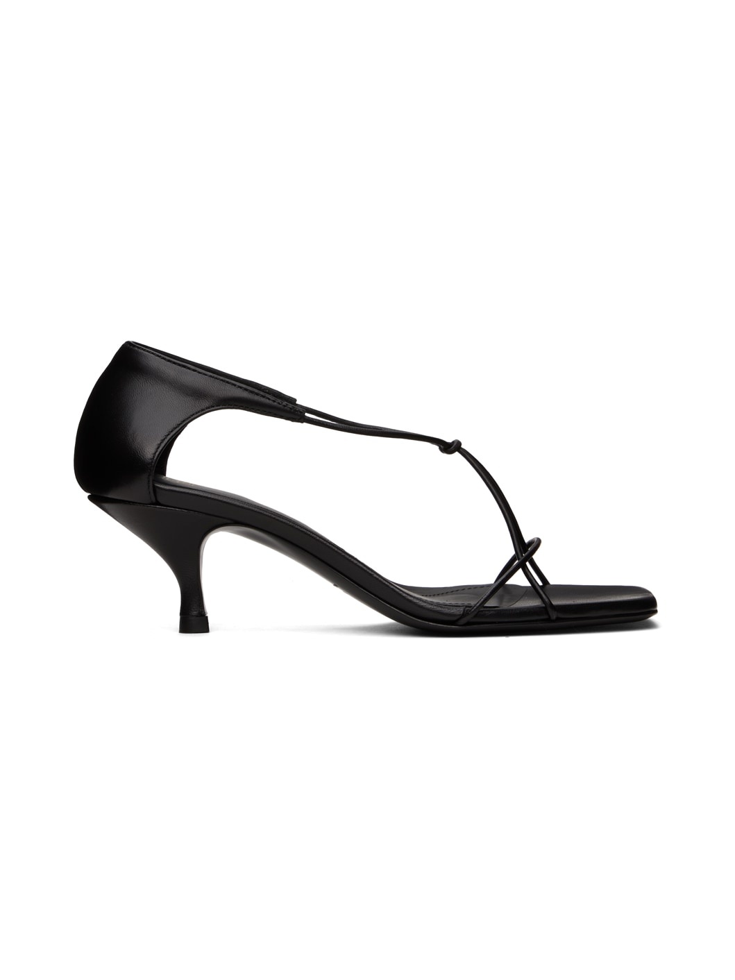 Black 'The Leather Knot' Heeled Sandals - 1