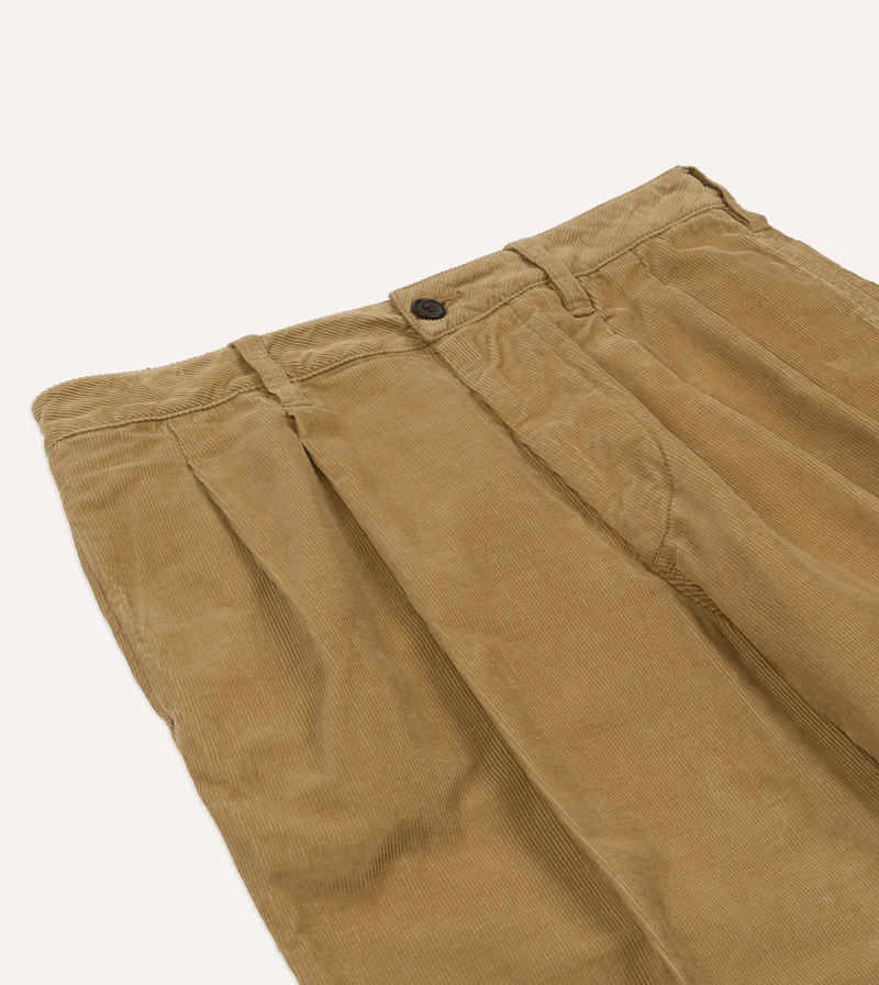 Sand Cotton Corduroy Wide Leg Double Pleat Chino 4
