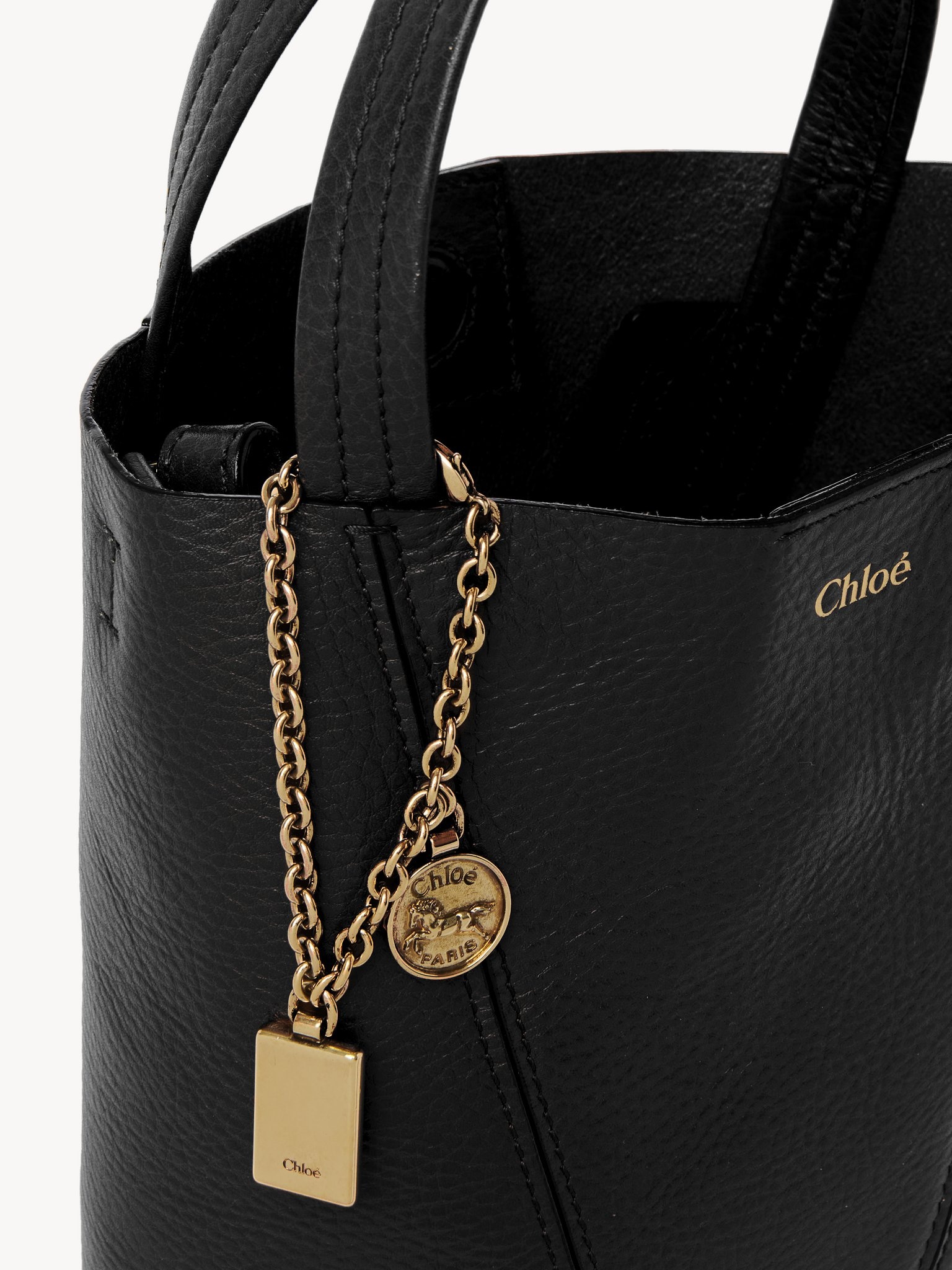 SMALL CHLOÉ SPIN TOTE BAG IN GRAINED LEATHER - 6