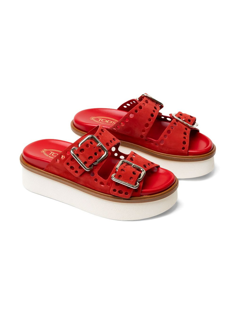 Tod's perforated buckle platform sandals outlook