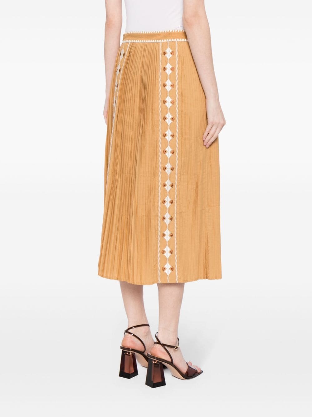 Sabina embroidered cotton-poplin skirt - 4