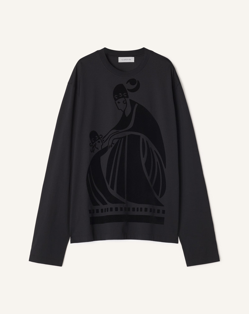 LONG SLEEVED COTTON T-SHIRT WITH FLOCKED MOTHER AND CHILD MOTIF 1