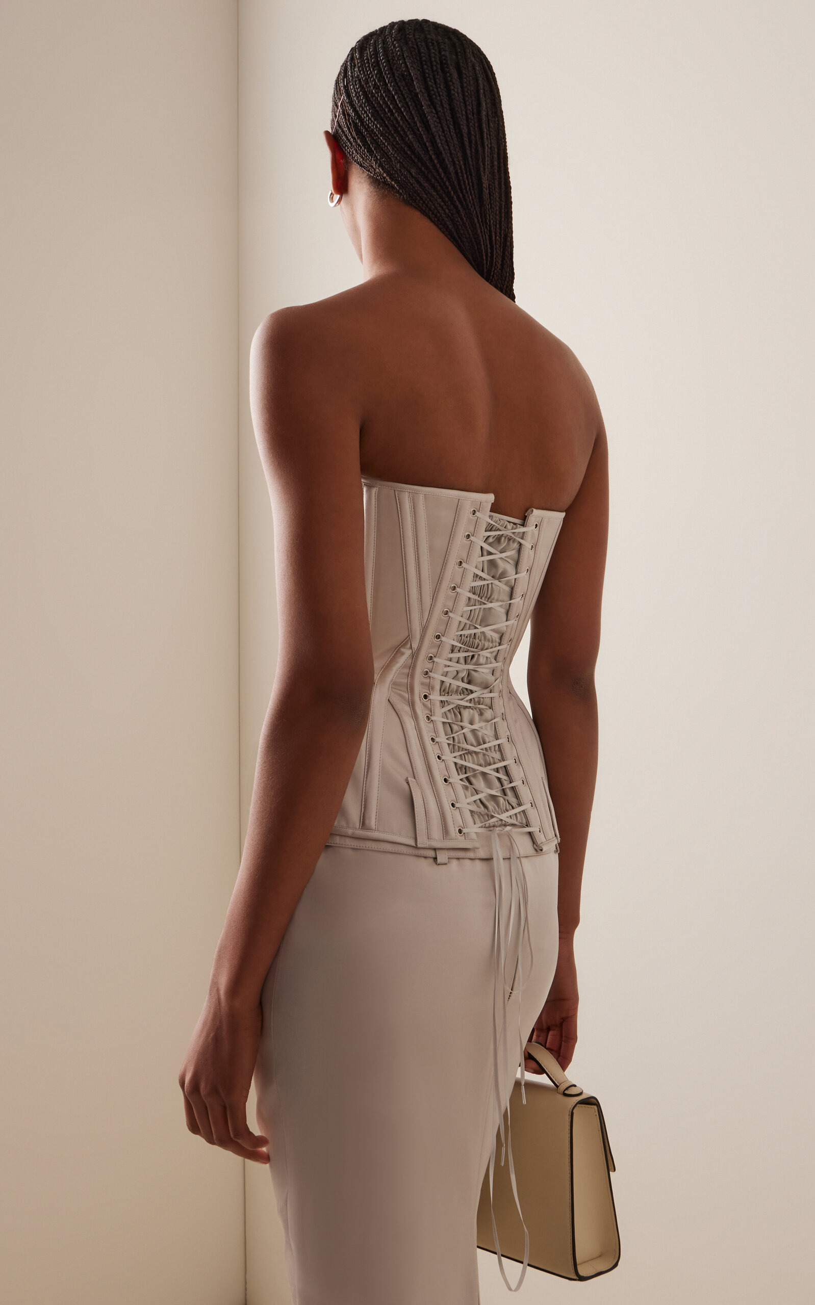 Exclusive Julie Satin Corset Top light grey - 4