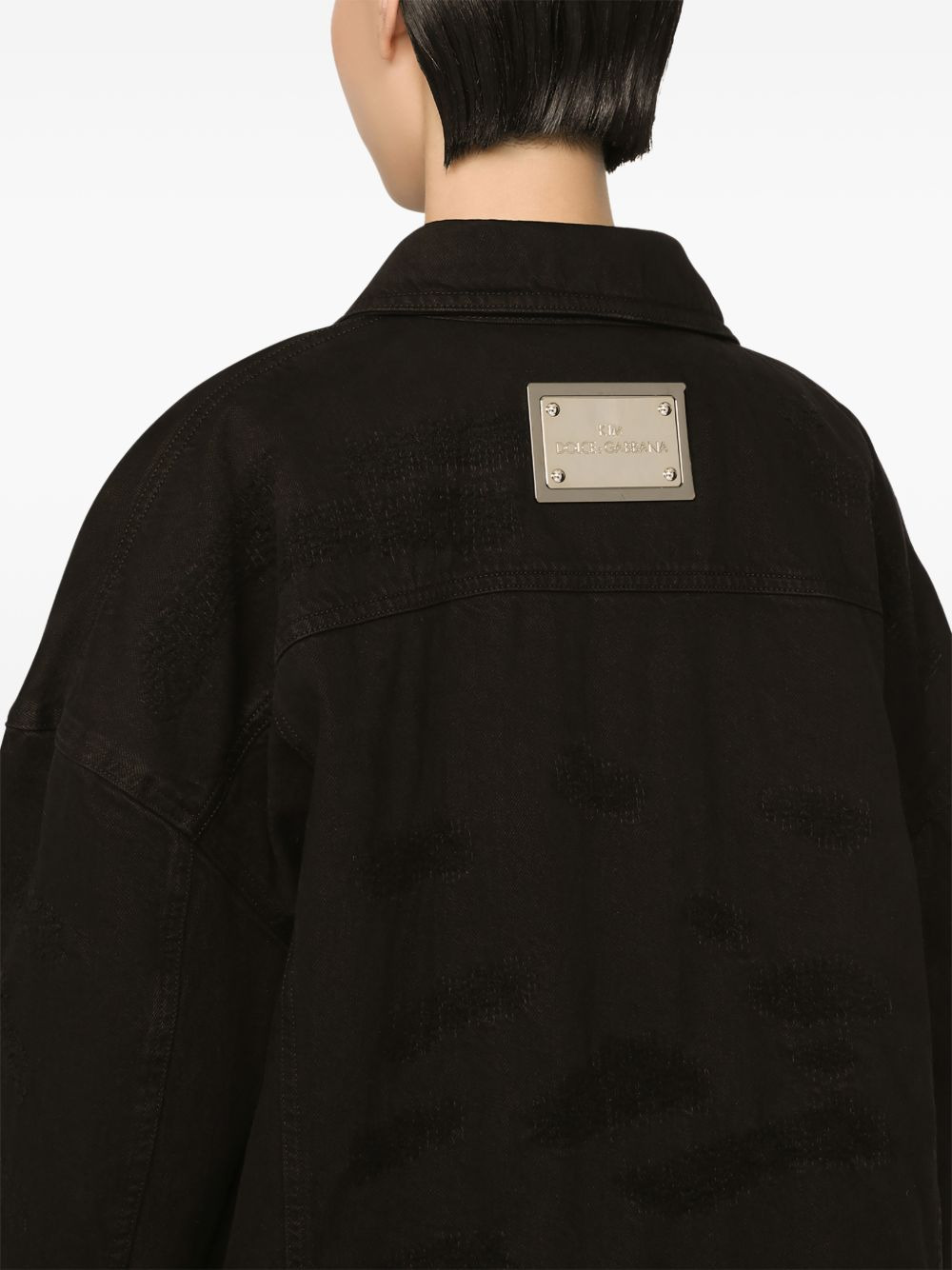single-breasted denim coat - 5