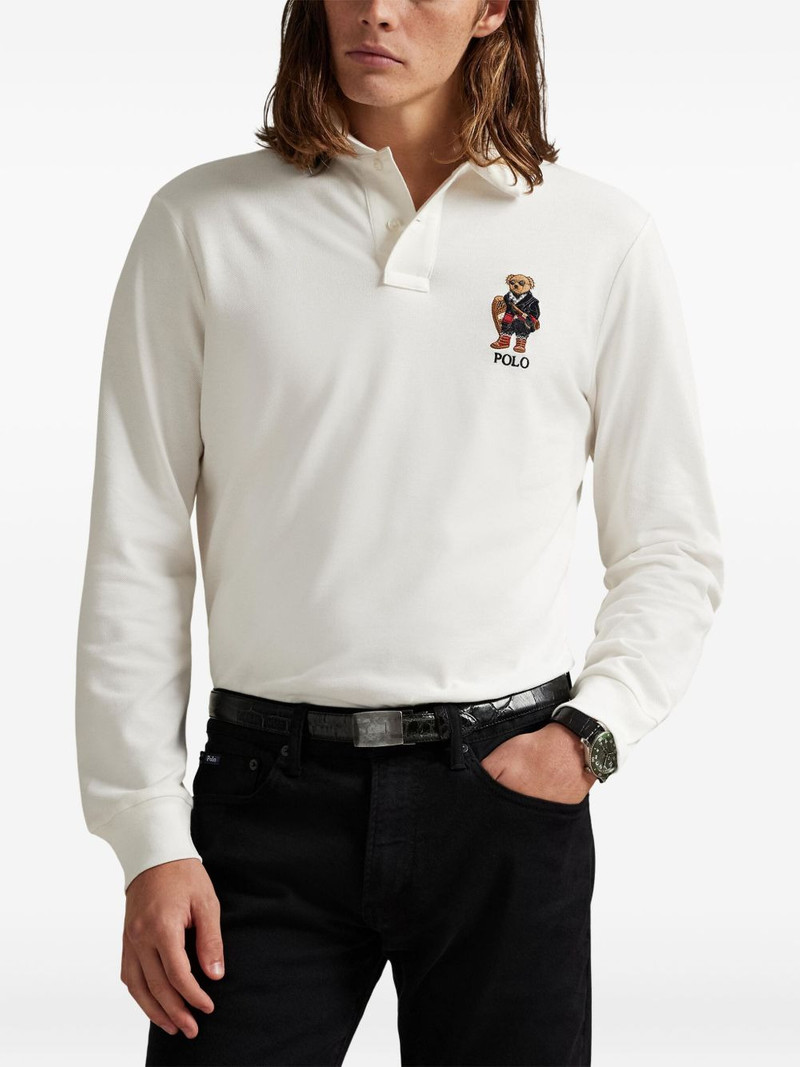 bear-embroidered long-sleeve polo shirt 3
