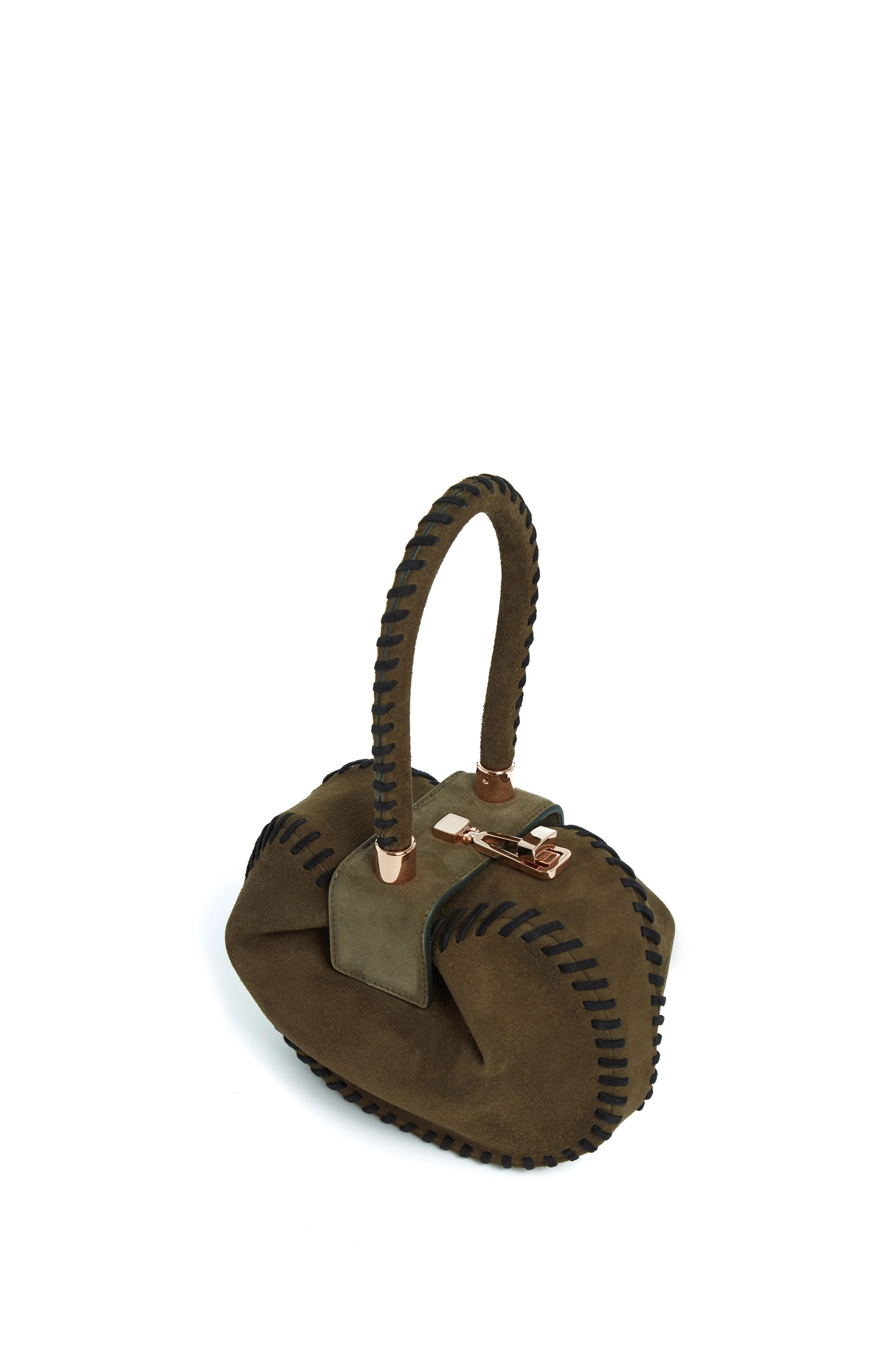 Whipstitch Demi Bag in Olive Suede - 3