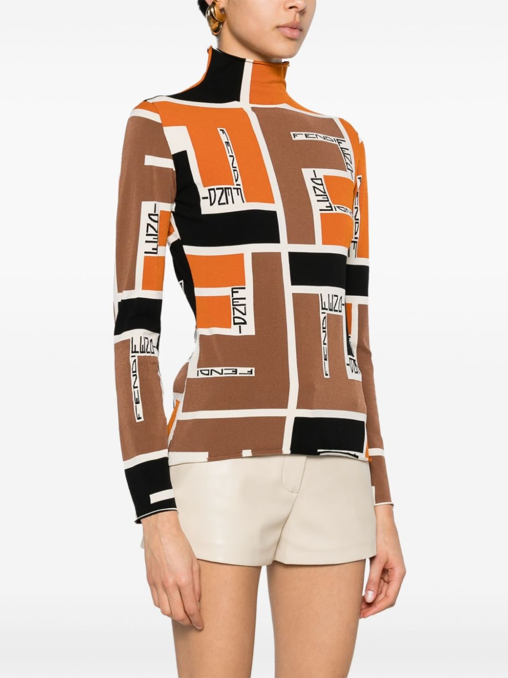 Fendi Women Printed High-Neck Top - 4