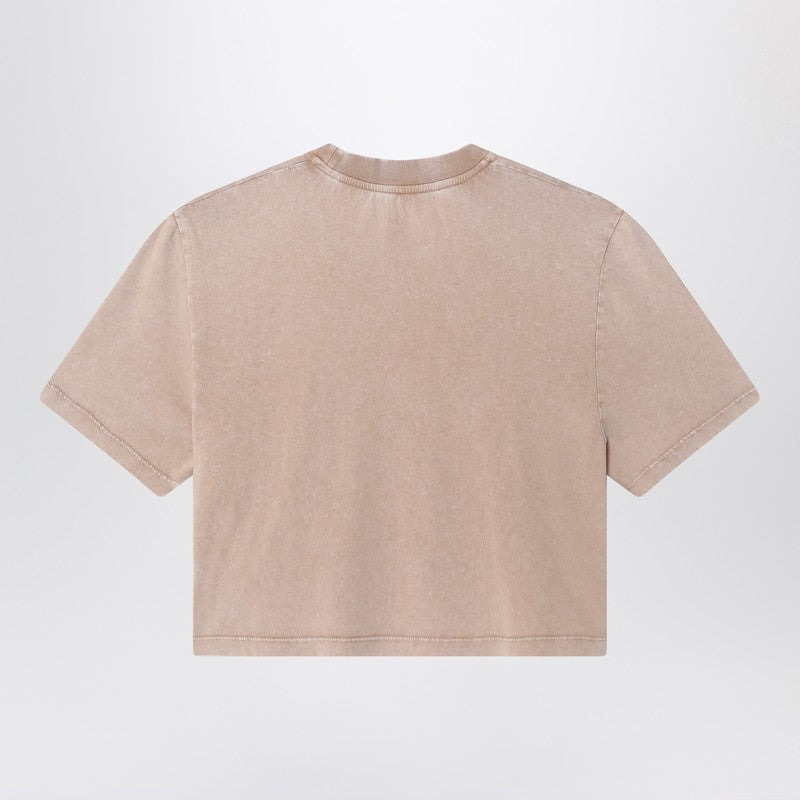 Fendi Beige Washed-Out Cropped T-Shirt With Logo Women - 2