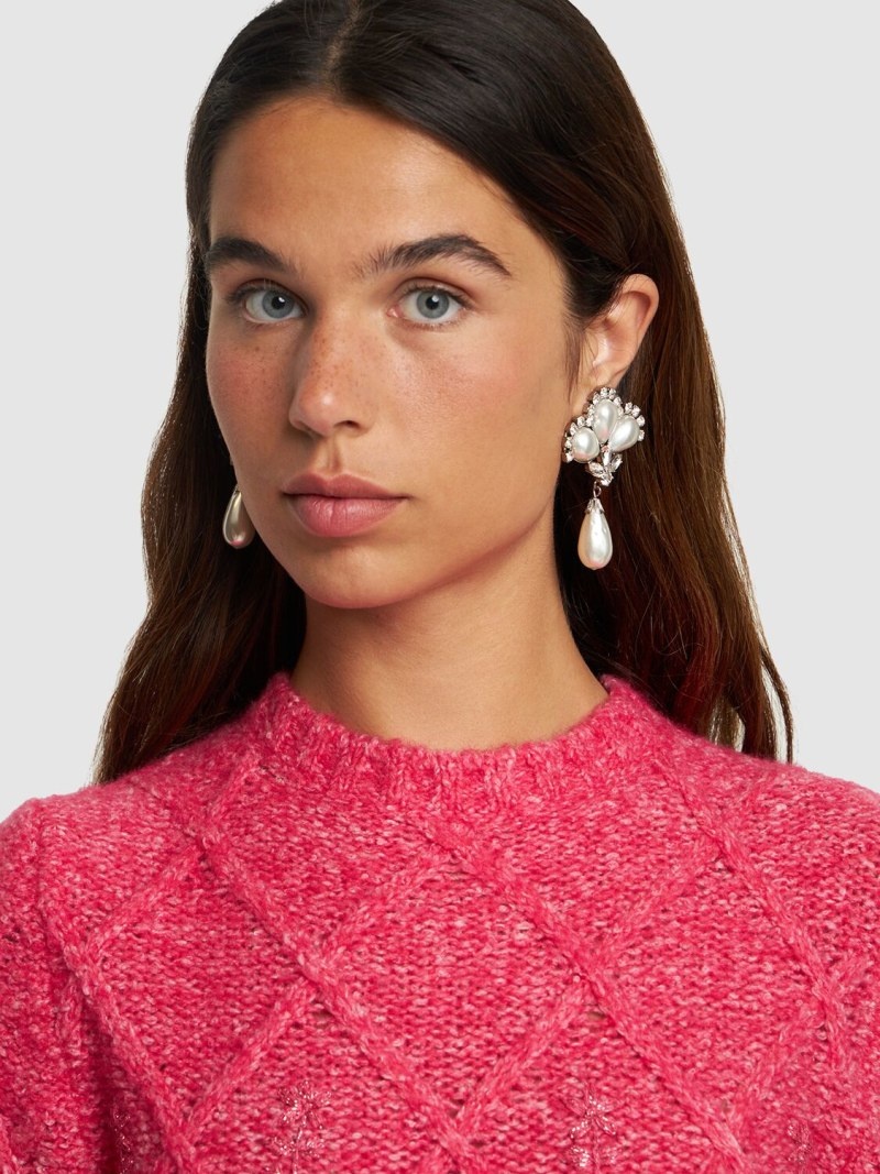 Pearl earrings w/ pendant - 2