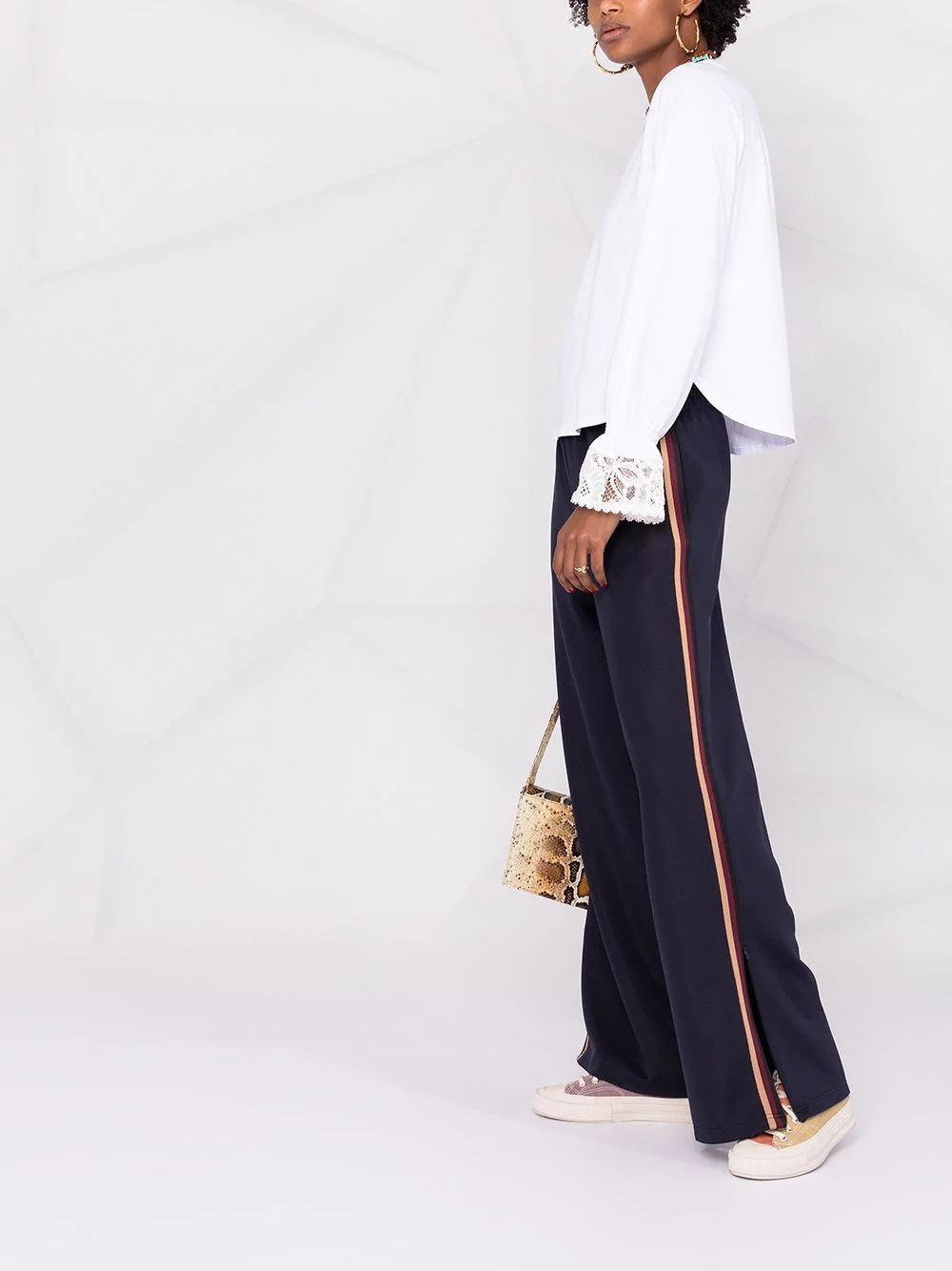 double stripe wide-leg track pants - 4