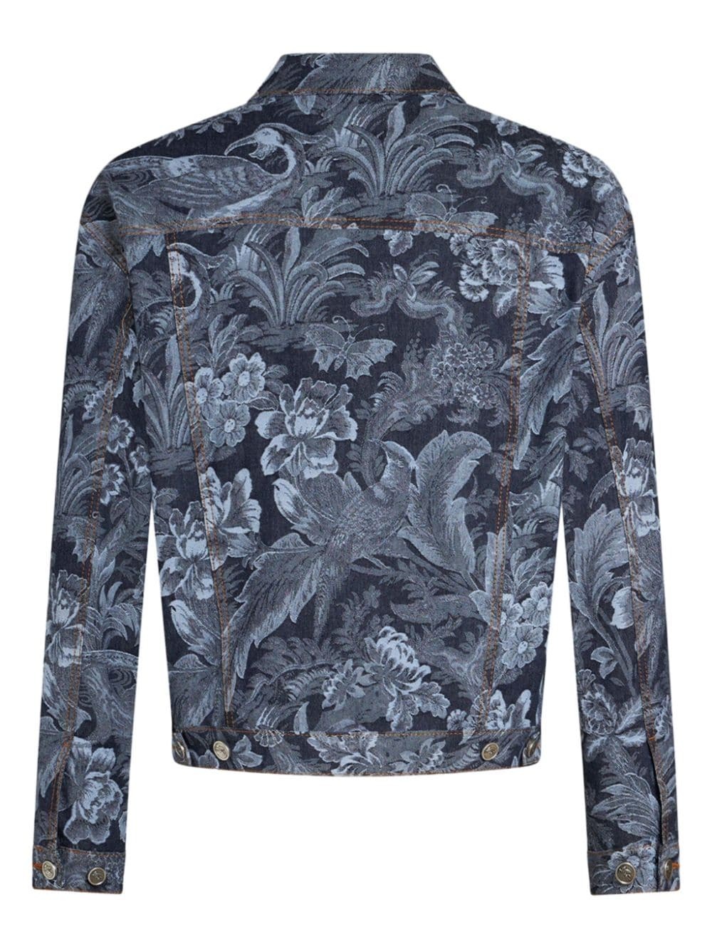 floral-jacquard denim jacket - 6