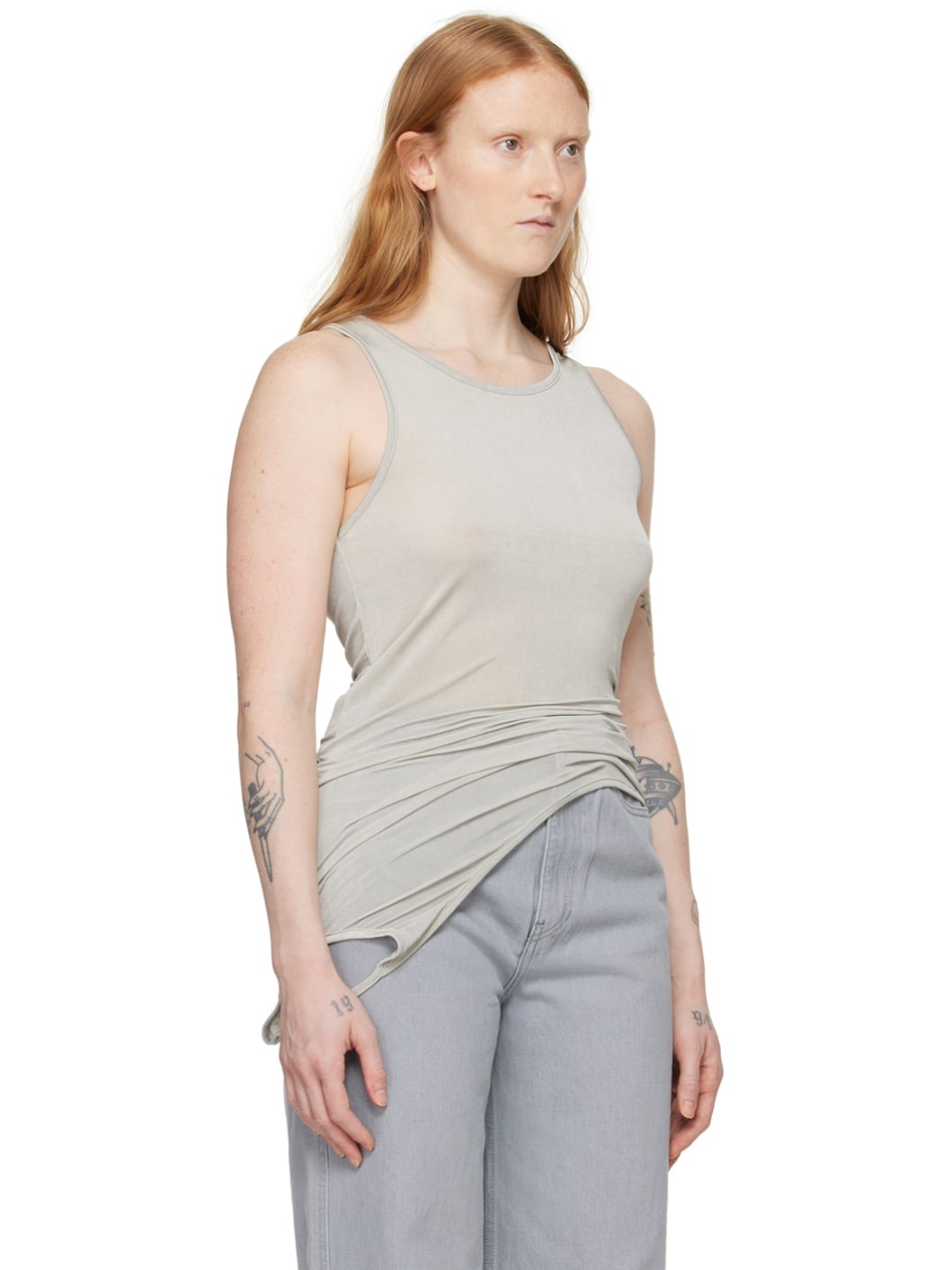 Gray Sheer Tank Top - 2