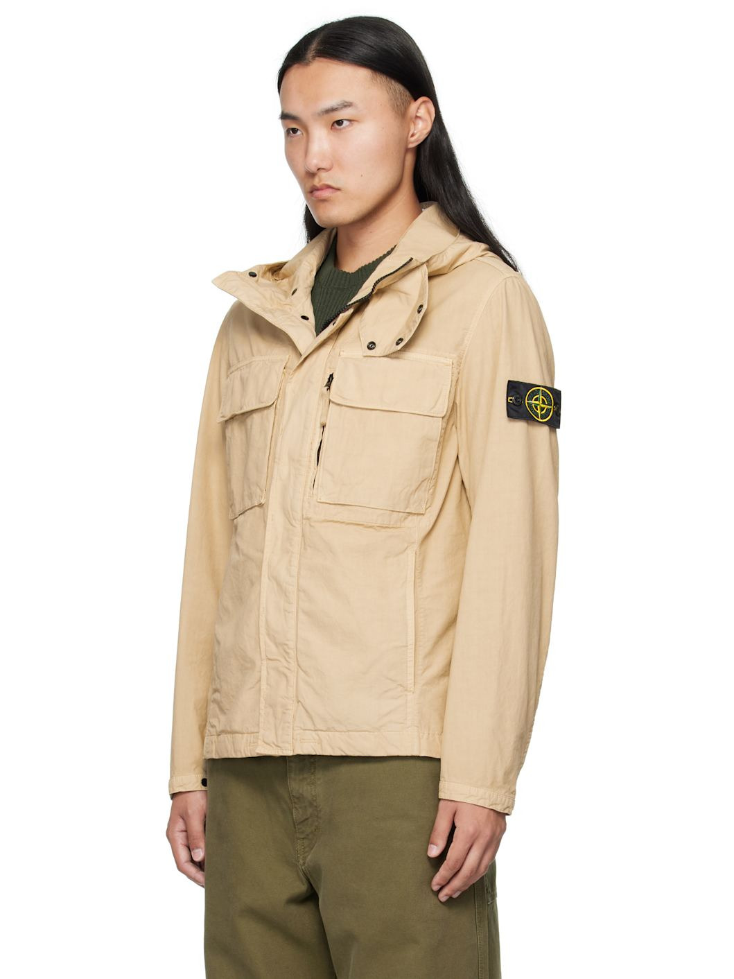 Beige Q100012 Canvas Weave Cotton Jacket - 4